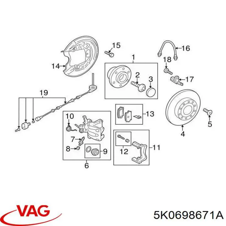 Kit de reparação de suporte do freio traseiro Vika 66981701601 preço, a partir de 11,28 USD