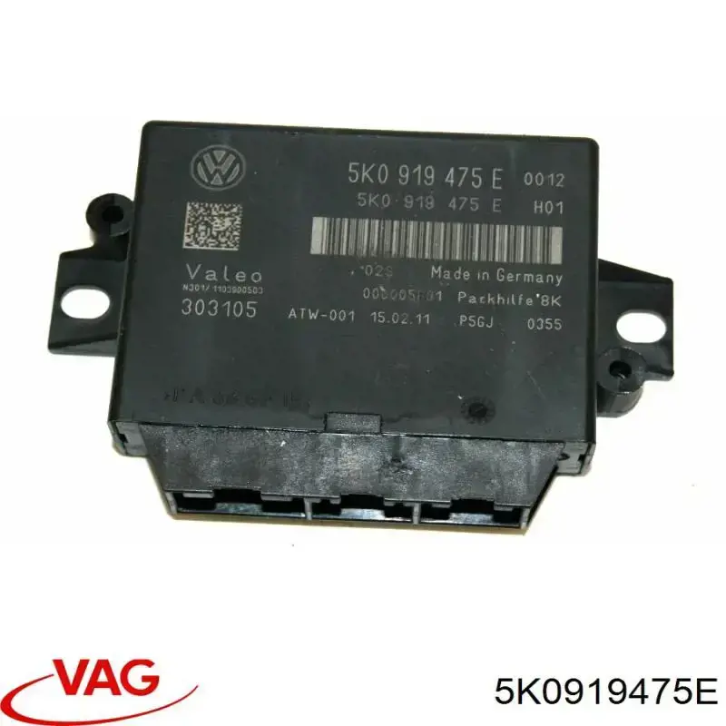 5K0919475E VAG Módulo de direção (Centralina eletrônica) de sensor de estacionamento
