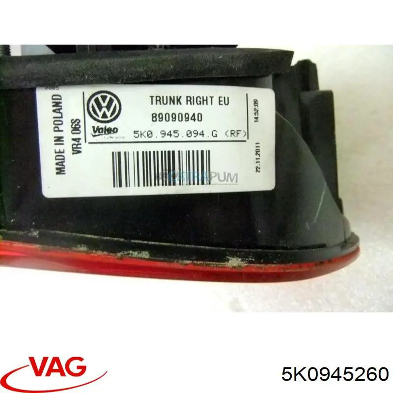 Circuito de contato da luz traseira VAG 5K0945260 preço, a partir de 67,69 USD