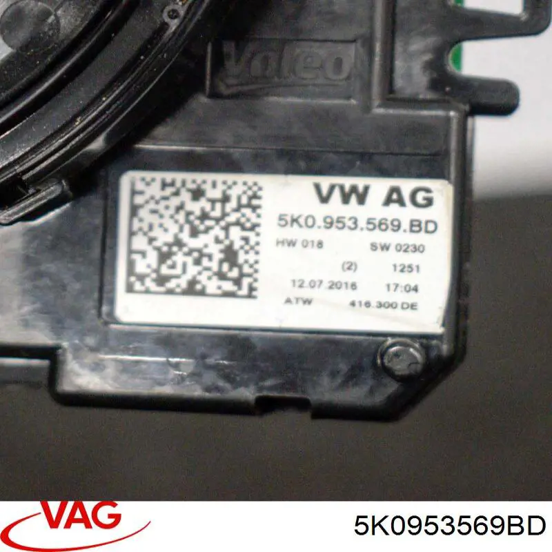 5K0953569BD VAG Anel AIRBAG de contato, cabo plano do volante