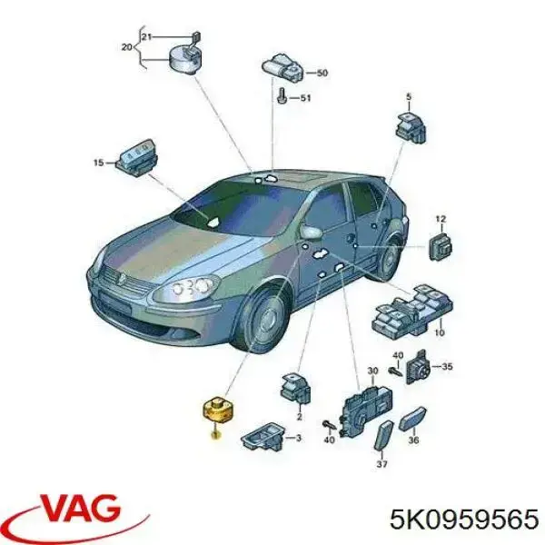 Compre 5K0959565 VAG Unidade de controlo dos espelhos de retrovisão, na porta