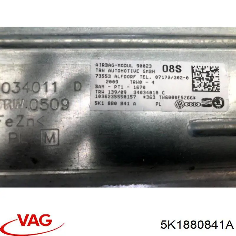 5K1880841A VAG Módulo processador de controlo da bolsa de ar (Centralina eletrônica AIRBAG)