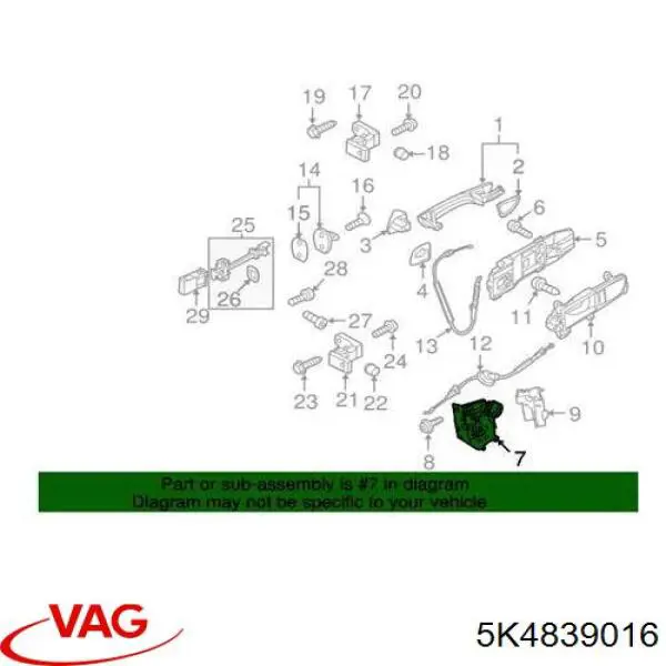 Fecho da porta traseira direita VAG 5K4839016 preço, a partir de 59,52 USD