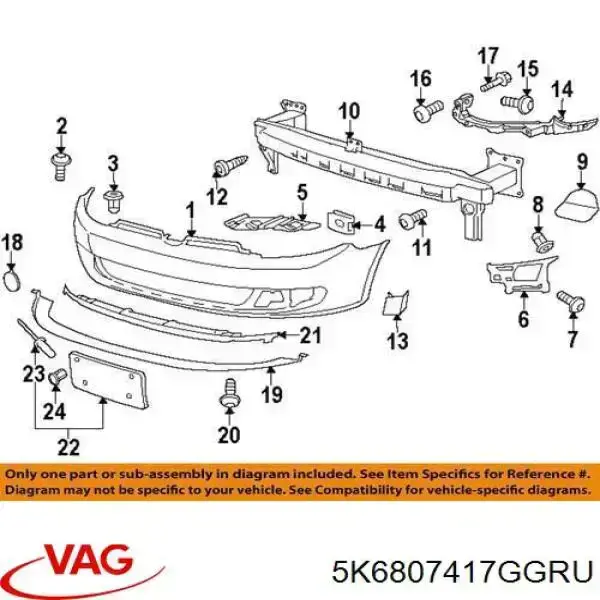 Pára-choque traseiro VAG 5K6807417GGRU preço, a partir de 200,74 USD