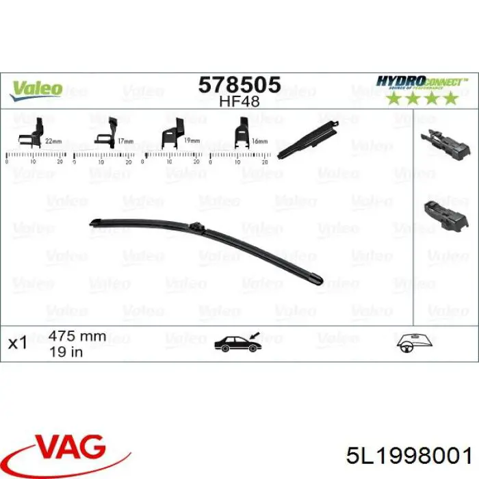 Compre 5L1998001 VAG Limpa-pára-brisas do pára-brisas, kit de 2 un.