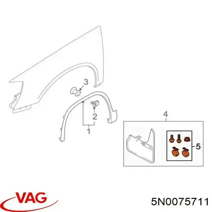 5N0075711 VAG Protetores de lama dianteiros, kit
