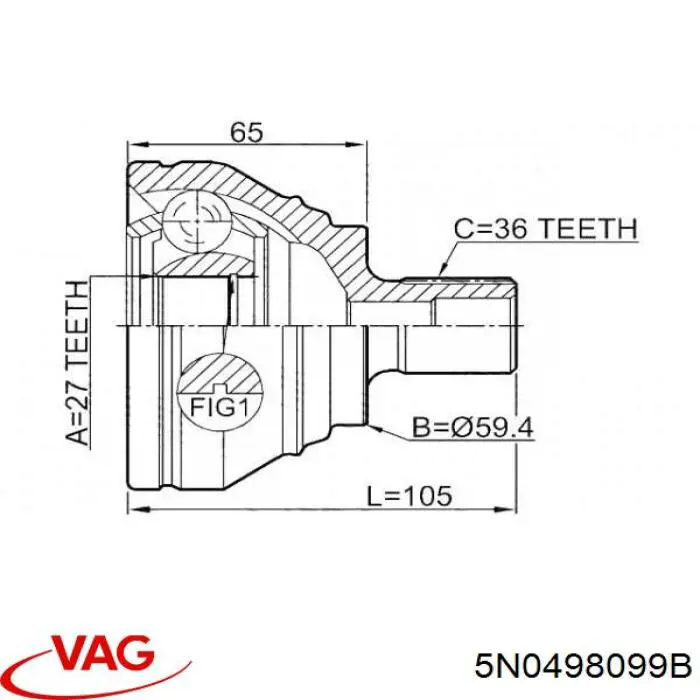 Compre 5N0498099B VAG Junta homocinética externa dianteira