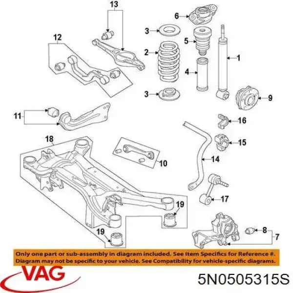 Viga de suspensão traseira (plataforma veicular) VAG 5N0505315S preço, a partir de 614,63 USD