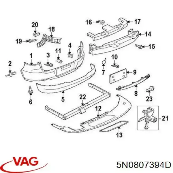 Consola direita do pára-choque traseiro VAG 5N0807394D preço, a partir de 24,89 USD