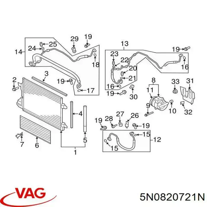 Mangueira de aparelho de ar condicionado, desde o compressor até o radiador VAG 5N0820721N preço, a partir de 43,78 USD