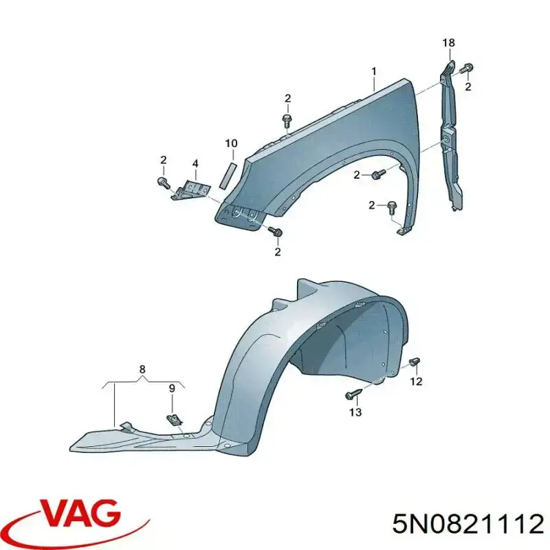 Compactador do pára-lama VAG 5N0821112 preço, a partir de 34,21 USD
