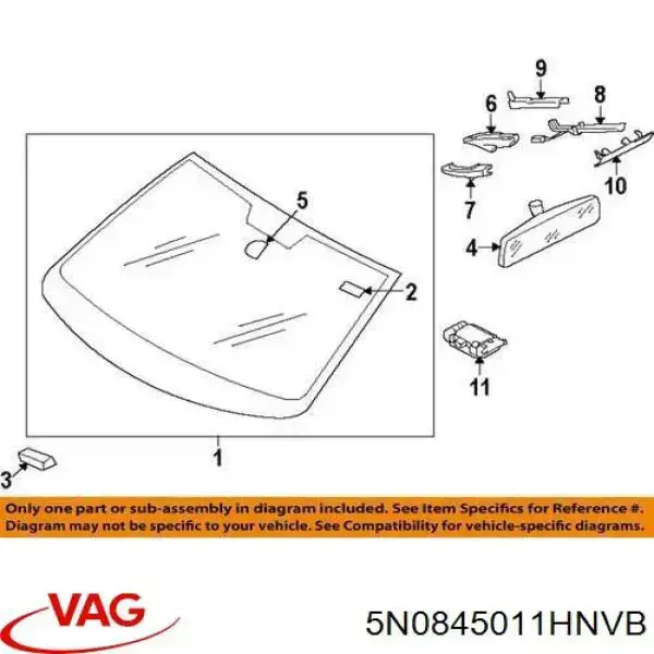 Pára-brisas VAG 5N0845011HNVB preço, a partir de 110,21 USD
