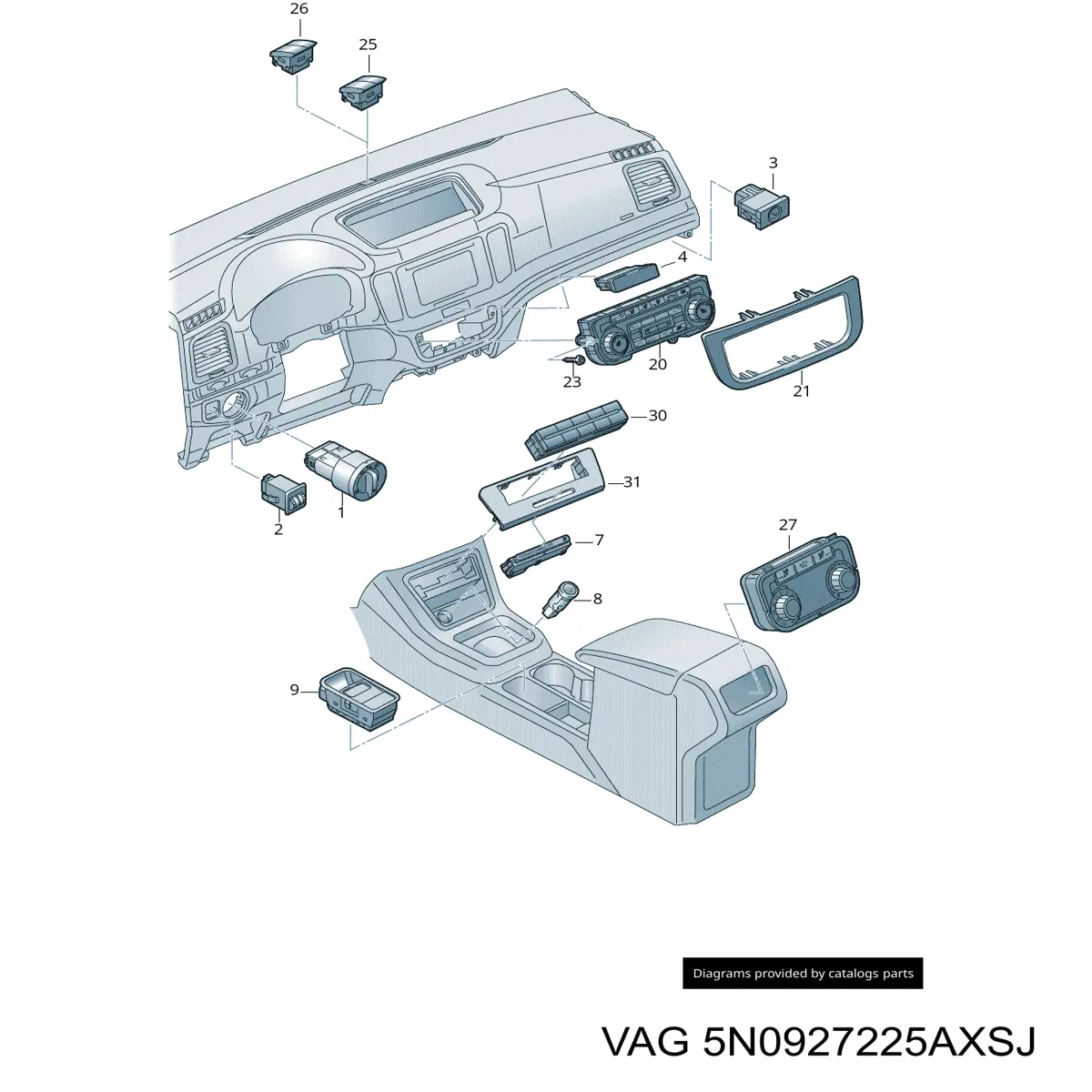Tecla do freio de estacionamento eletromecânico VAG 5N0927225AXSJ preço, a partir de 49,82 USD