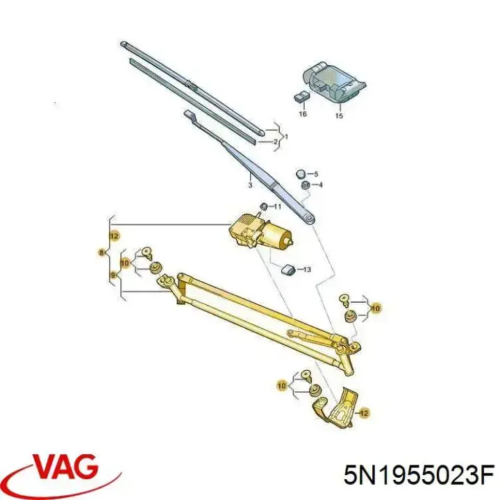 Trapézio de limpador pára-brisas VAG 5N1955023F preço, a partir de 90,24 USD