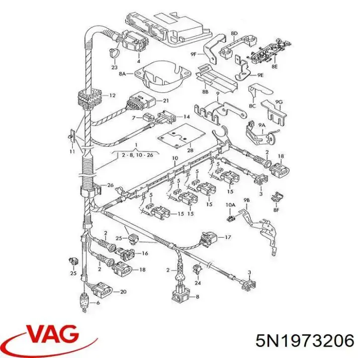 Compre 5N1973206 VAG Desengate (ficha) da luz traseira