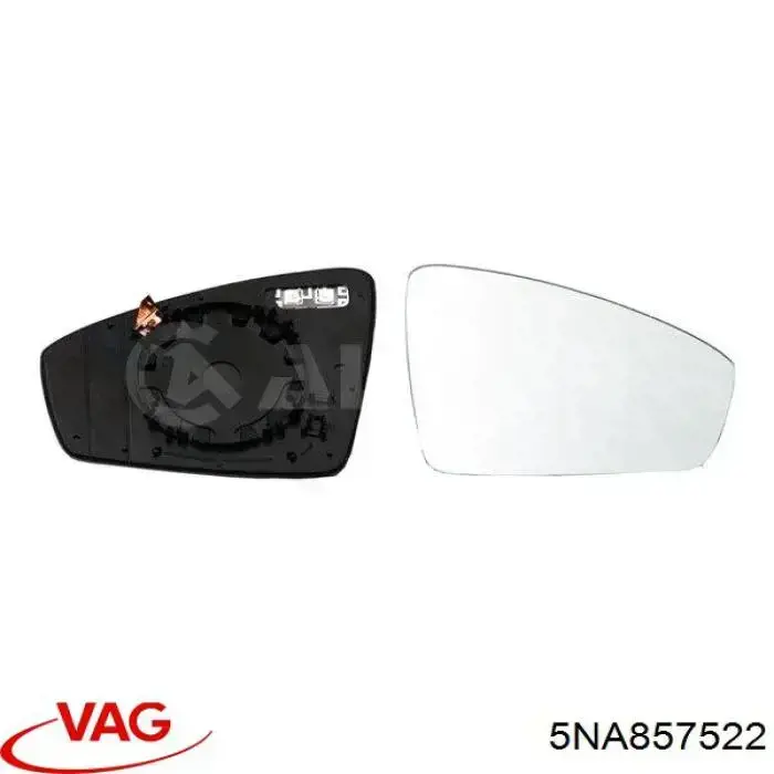 5NA857522 VAG Elemento espelhado do espelho de retrovisão direito
