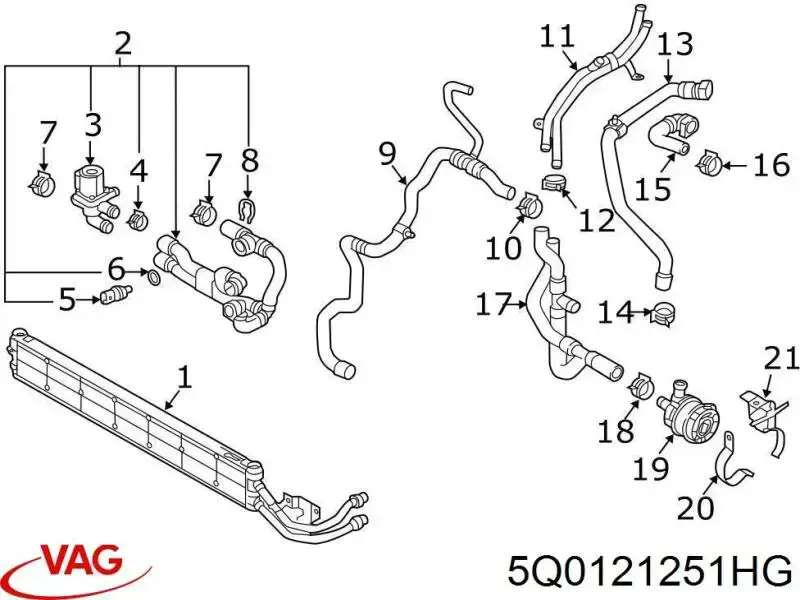 Compre 3Q0121251B VAG Radiador de esfriamento de motor adicional