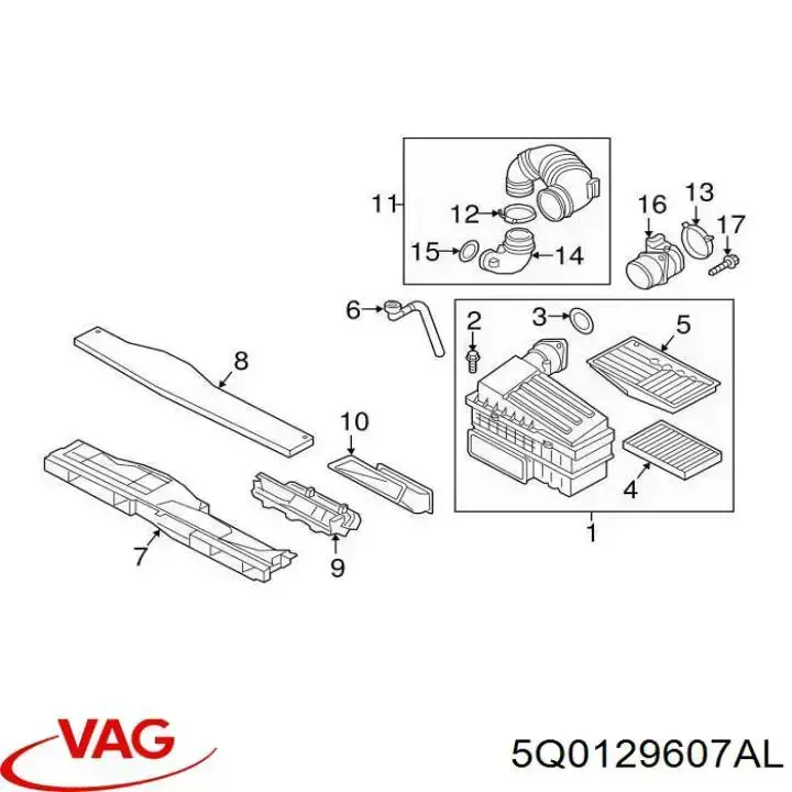 5Q0129607AL VAG Caixa de filtro de ar