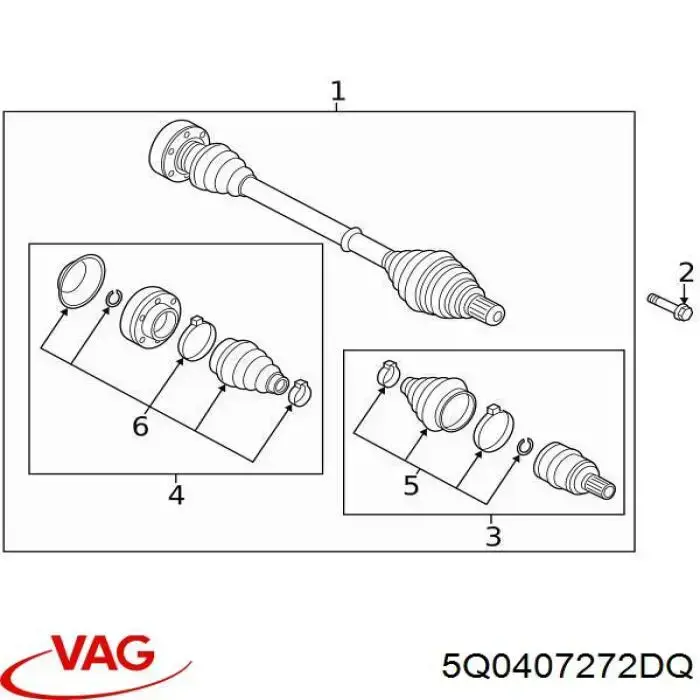 Compre 5Q0407272DQ VAG Semieixo (acionador) dianteiro direito