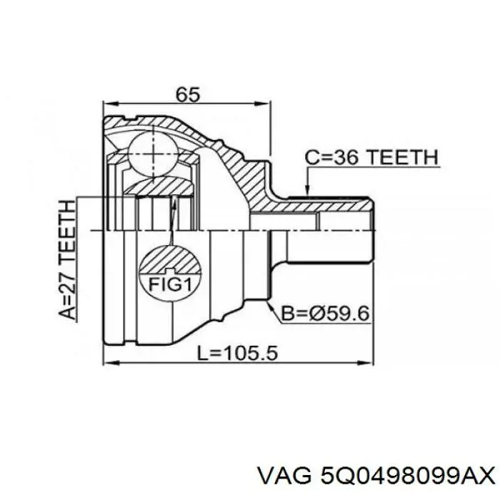 Junta homocinética externa dianteira VAG 5Q0498099AX preço, a partir de 313,95 USD