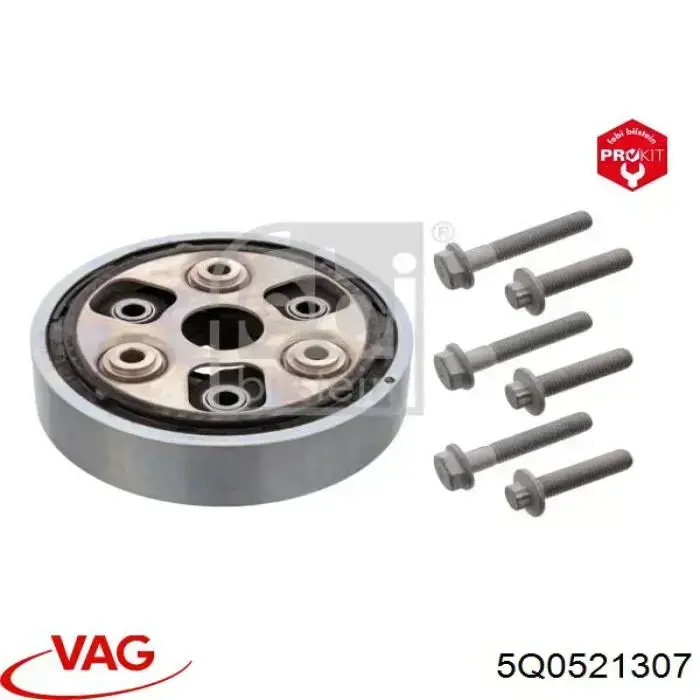 5Q0521307 VAG Acoplamento elástico traseiro do veio de transmissão