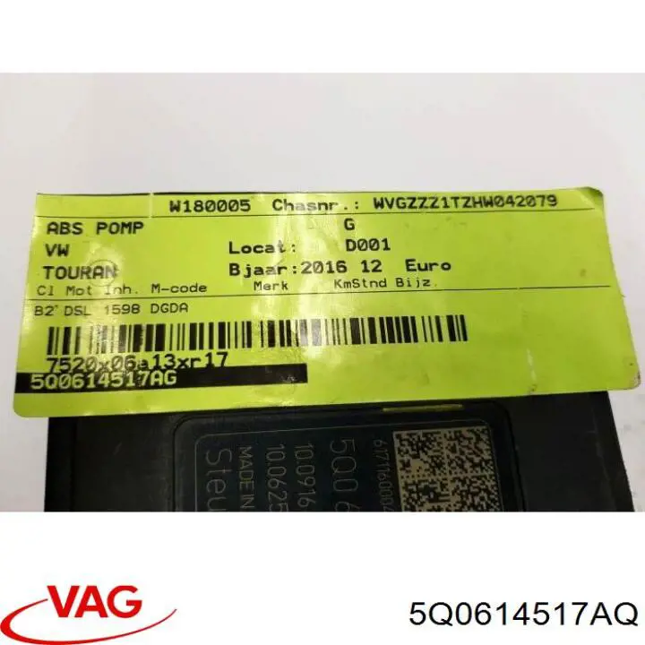 5Q0614517AQ VAG Unidade hidráulico de controlo ABS