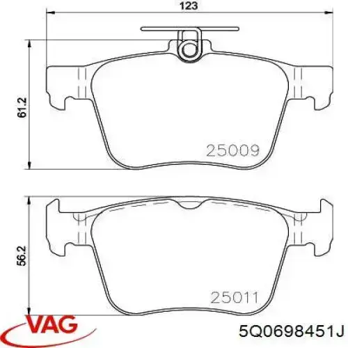 Sapatas do freio traseiras de disco VAG 5Q0698451J preço, a partir de 33,46 USD