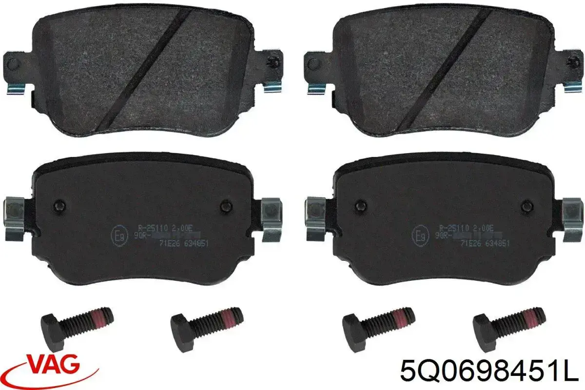 5Q0698451L VAG Sapatas do freio traseiras de disco