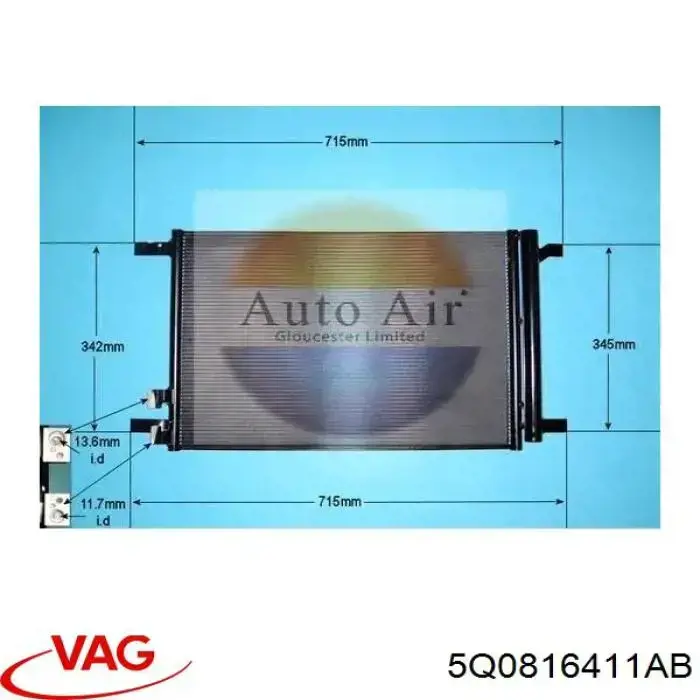 Radiador de aparelho de ar condicionado VAG 5Q0816411AB preço, a partir de 119,11 USD