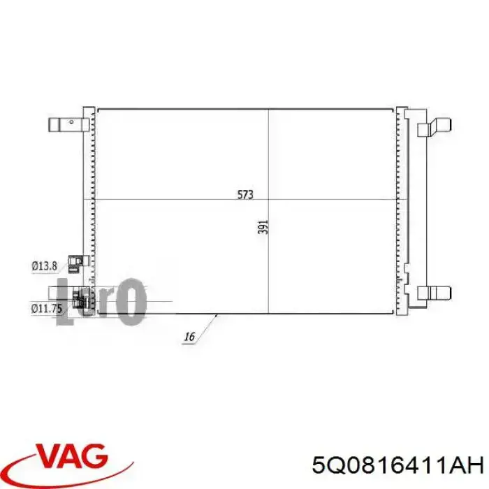 Radiador de aparelho de ar condicionado VAG 5Q0816411AH preço, a partir de 114,75 USD