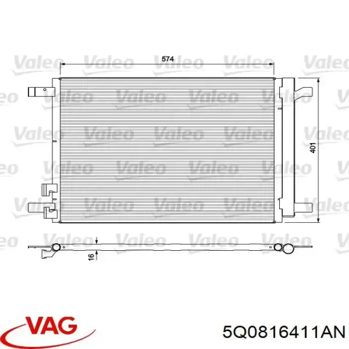5Q0816411AN VAG Radiador de aparelho de ar condicionado