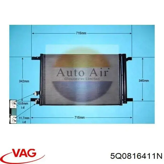 Radiador de aparelho de ar condicionado VAG 5Q0816411N preço, a partir de 85,02 USD