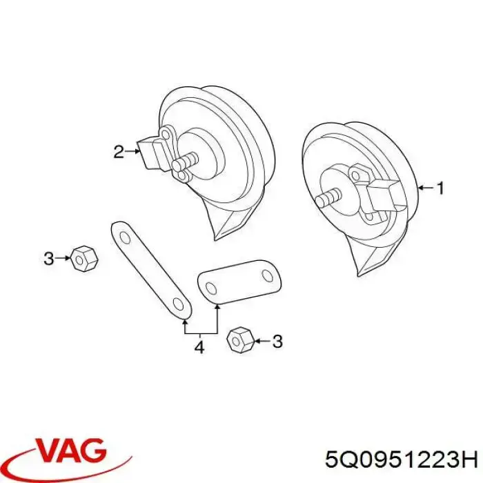 Sinal sonoro (cláxon) VAG 5Q0951223H preço, a partir de 66,40 USD