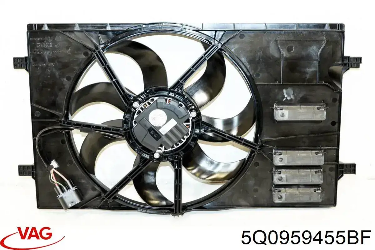 5Q0959455BF VAG Difusor do radiador de esfriamento, montado com motor e roda de aletas