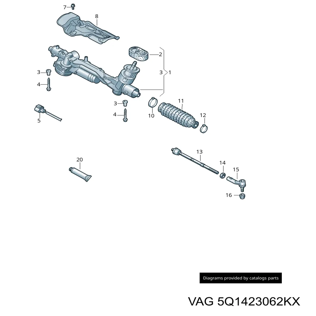 5Q1423062KX VAG Cremalheira da direção