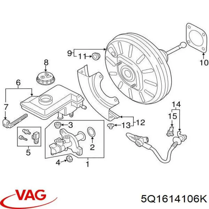 Reforçador dos freios a vácuo VAG 5Q1614106K preço, a partir de 81,72 USD