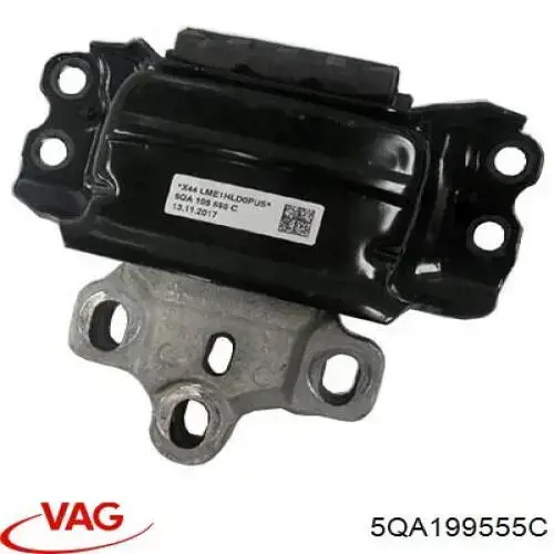 5QA199555C VAG Coxim esquerdo de transmissão (suporte da caixa de mudança)