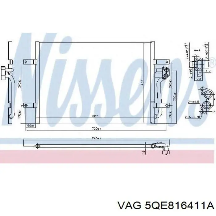 5QE816411A VAG Radiador de aparelho de ar condicionado