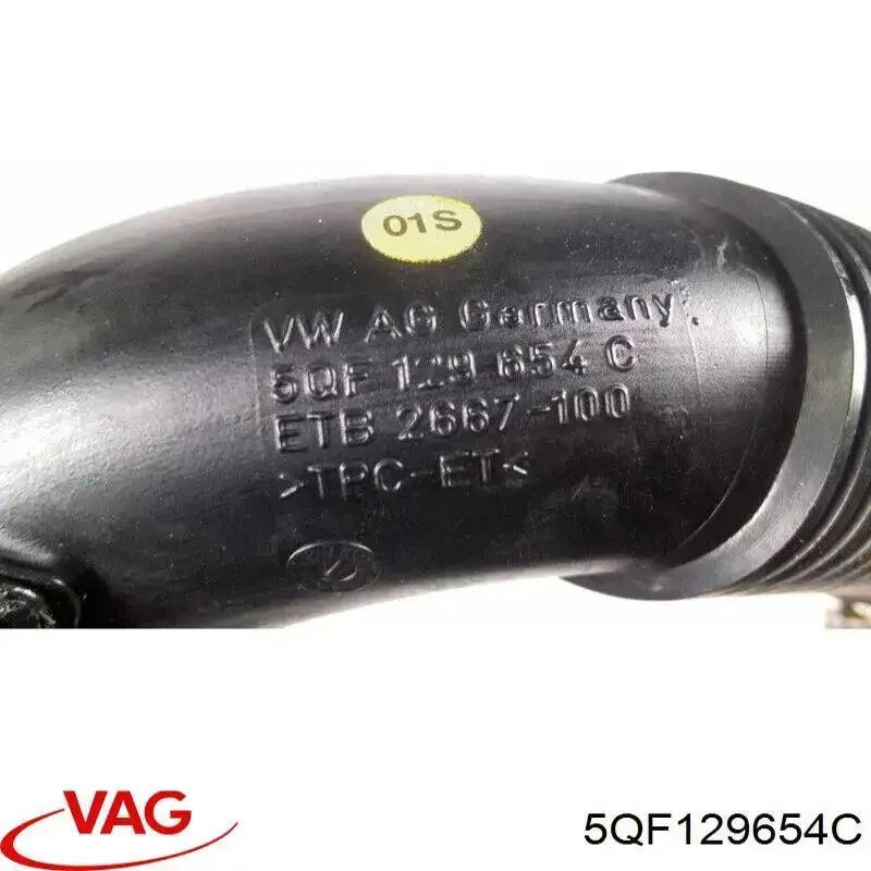 5QF129654C VAG Cano derivado de ar, saída de filtro de ar