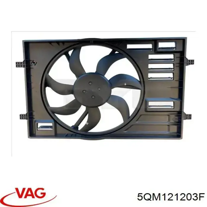 5QM121203F VAG Difusor do radiador de esfriamento, montado com motor e roda de aletas