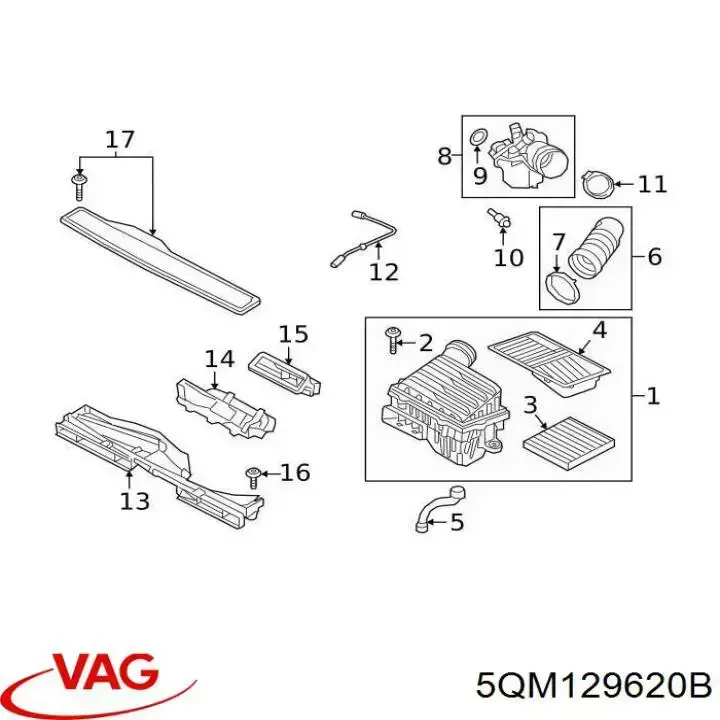 Filtro de ar VAG 5QM129620B preço, a partir de 15,99 USD