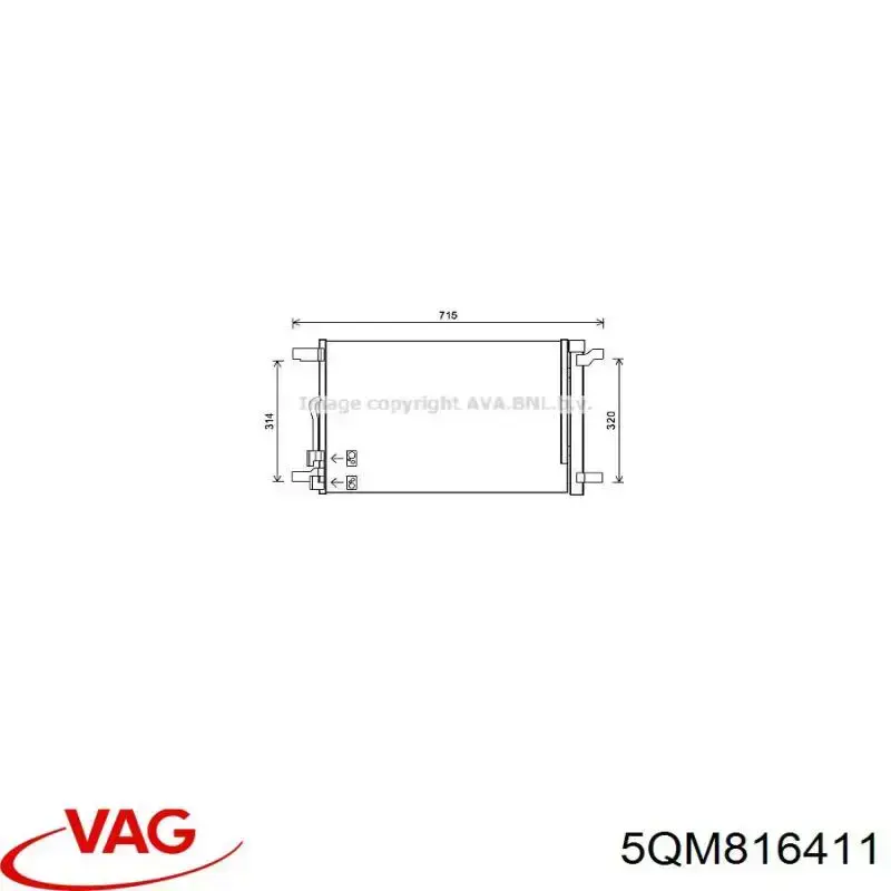 5QM816411 VAG Radiador de aparelho de ar condicionado