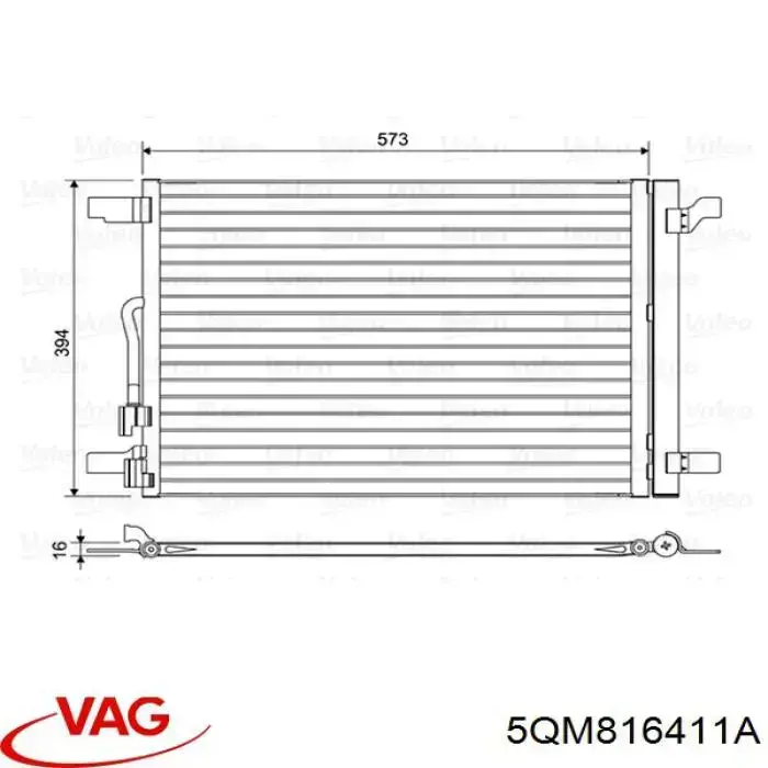 5QM816411A VAG Radiador de aparelho de ar condicionado
