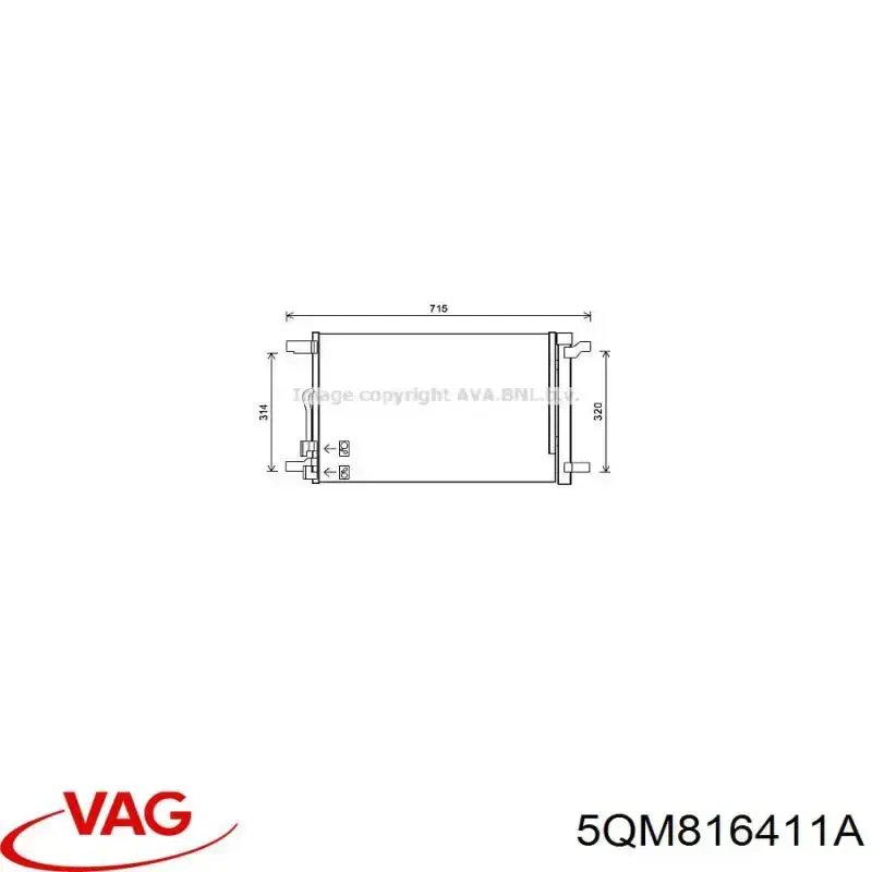 Radiador de aparelho de ar condicionado VAG 5QM816411A preço, a partir de 119,89 USD
