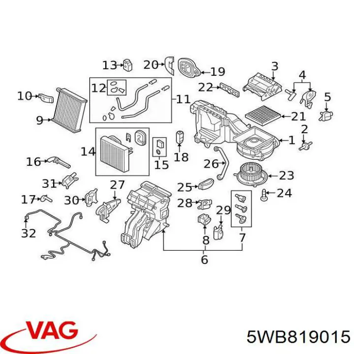 5WB819015 VAG Motor de ventilador de forno (de aquecedor de salão)