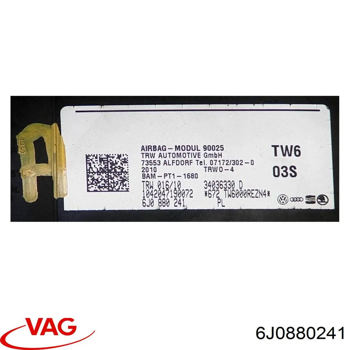 Cinto de segurança (AIRBAG) de encosto do assento esquerdo VAG 6J0880241 preço, a partir de 143,02 USD