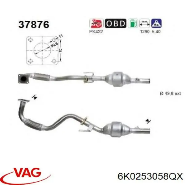 Compre 6K0253058QX VAG Convertidor - catalisador