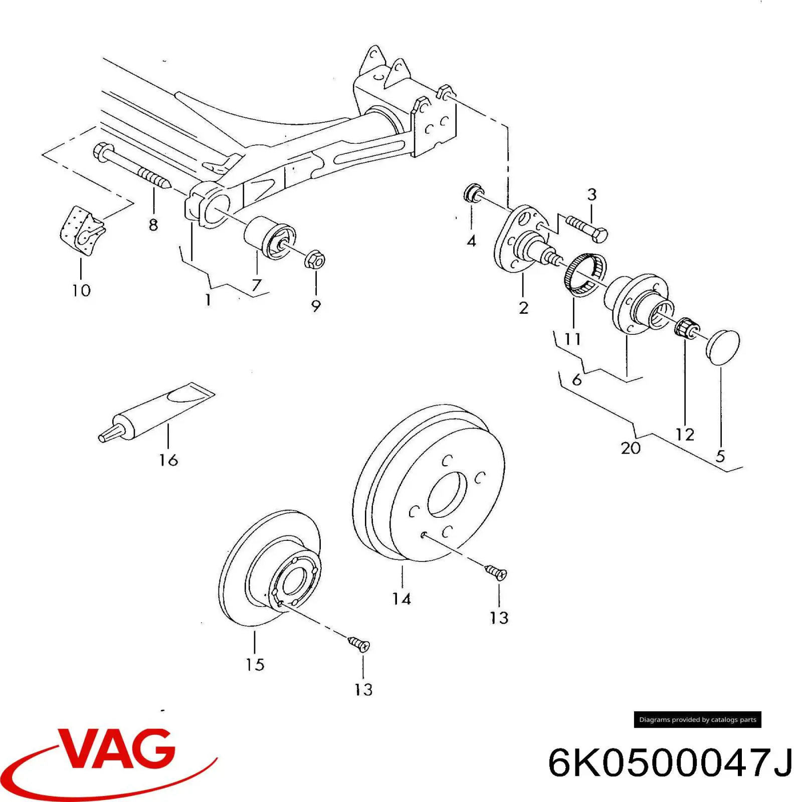 Viga de suspensão traseira (plataforma veicular) Volkswagen Polo III 6N2