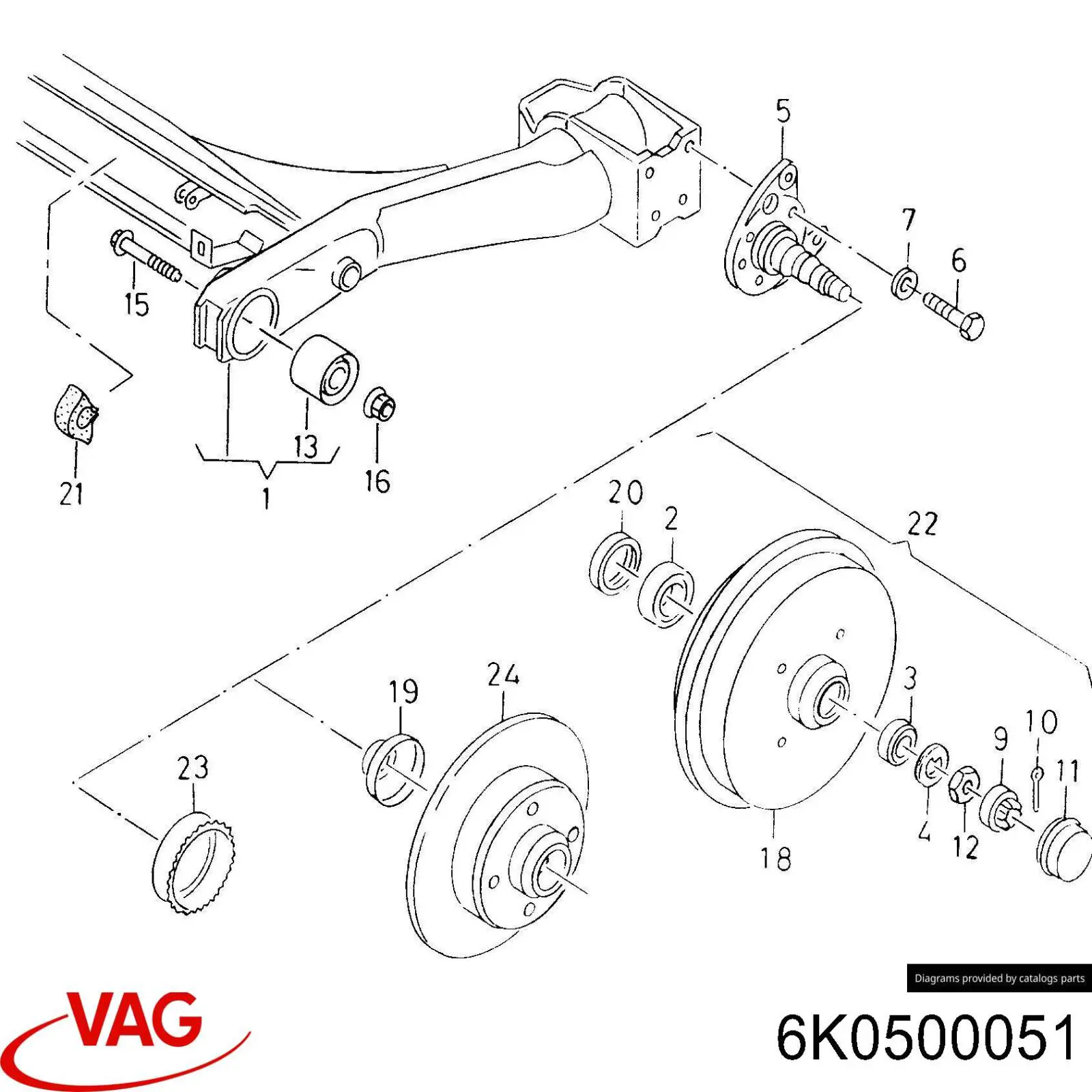6N0500047F VAG Viga de suspensão traseira (plataforma veicular)