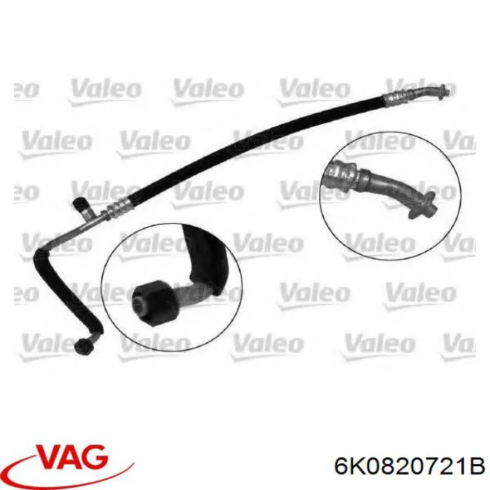 6K0820721B VAG Mangueira de aparelho de ar condicionado, desde o radiador até o secador